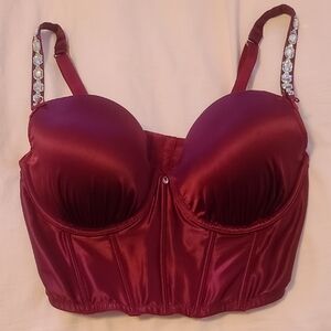 Victoria's Secret Red Satin Longline Bra